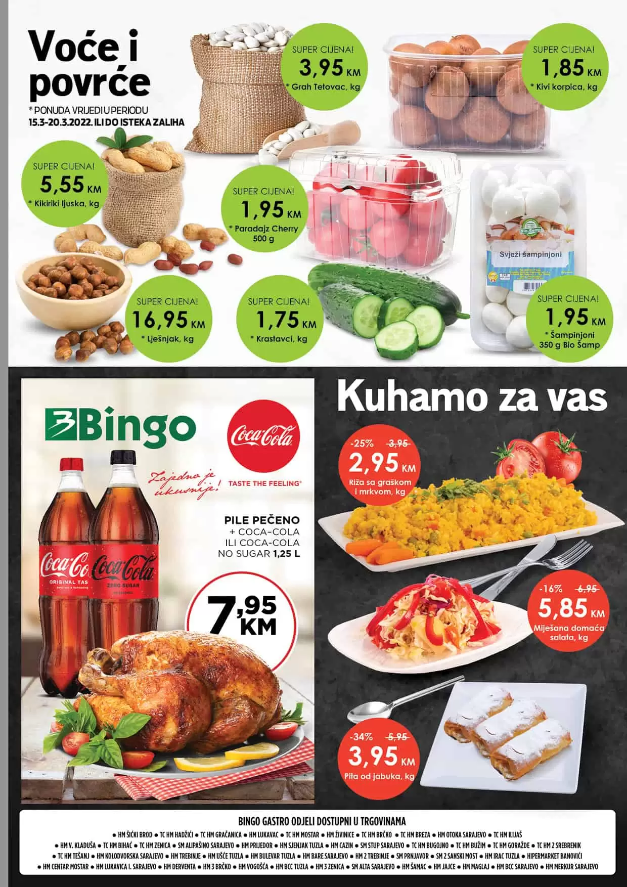 Nova Bingo akcija/Bingo katalog donosi nam sjajne popuste i do 60%! U novom Bingo katalogu pronaći ćete prehrambene proizvode, proizvode za njegu i higijenu, proizvode za čišćenje kuće po akcijskim/sniženim cijenama. Očekuje vas veliki izbor tekstila po super cijenama.