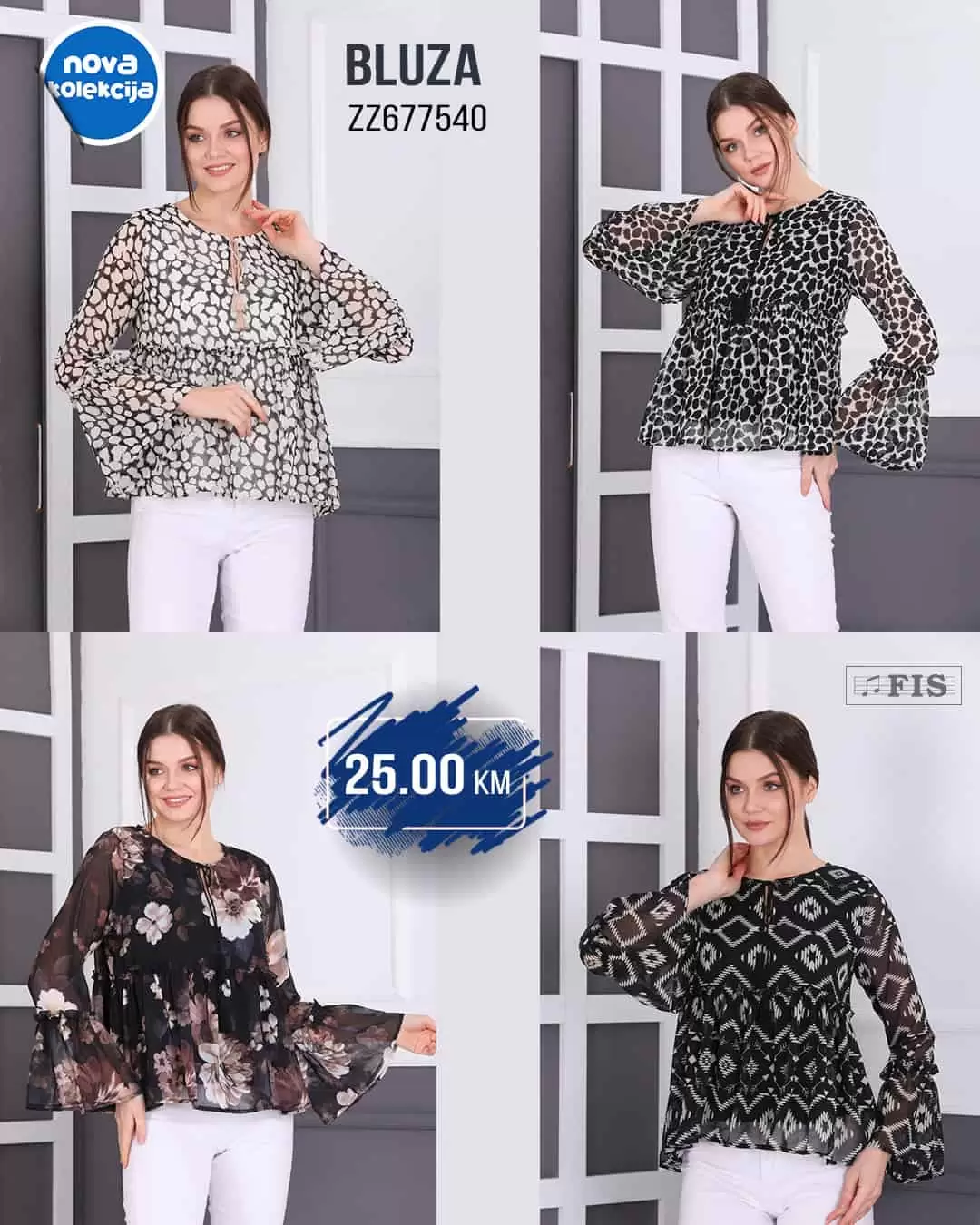 Fis nova kolekcija odjeće donosi nam super ponudu ženskih hlača, ženskih bluza i ženskih haljna. Lagane proljetne cvijetne haljinice uklopit će se u sve outfit-e!