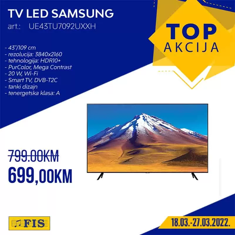 Fis TOP akcija za TOP artikle 18-27.03.2022. godine! Snižnje namještaja, tekstila, obuće!