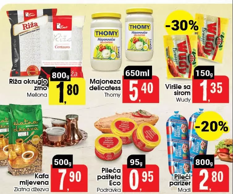 Robot vikend akcija donosi nam super cijene na odjelima prehrane. hemije! Kupite pileće filete po suoer cijeni od 8,60 KM! Domaće svježe pile samo 4 KM. Banane su 2,10 KM!