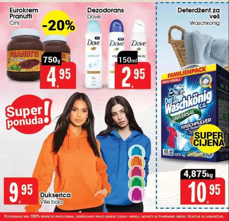Robot vikend akcija donosi nam super cijene na odjelima prehrane. hemije! Kupite pileće filete po suoer cijeni od 8,60 KM! Domaće svježe pile samo 4 KM. Banane su 2,10 KM! Dove deo samo 2,95 KM!