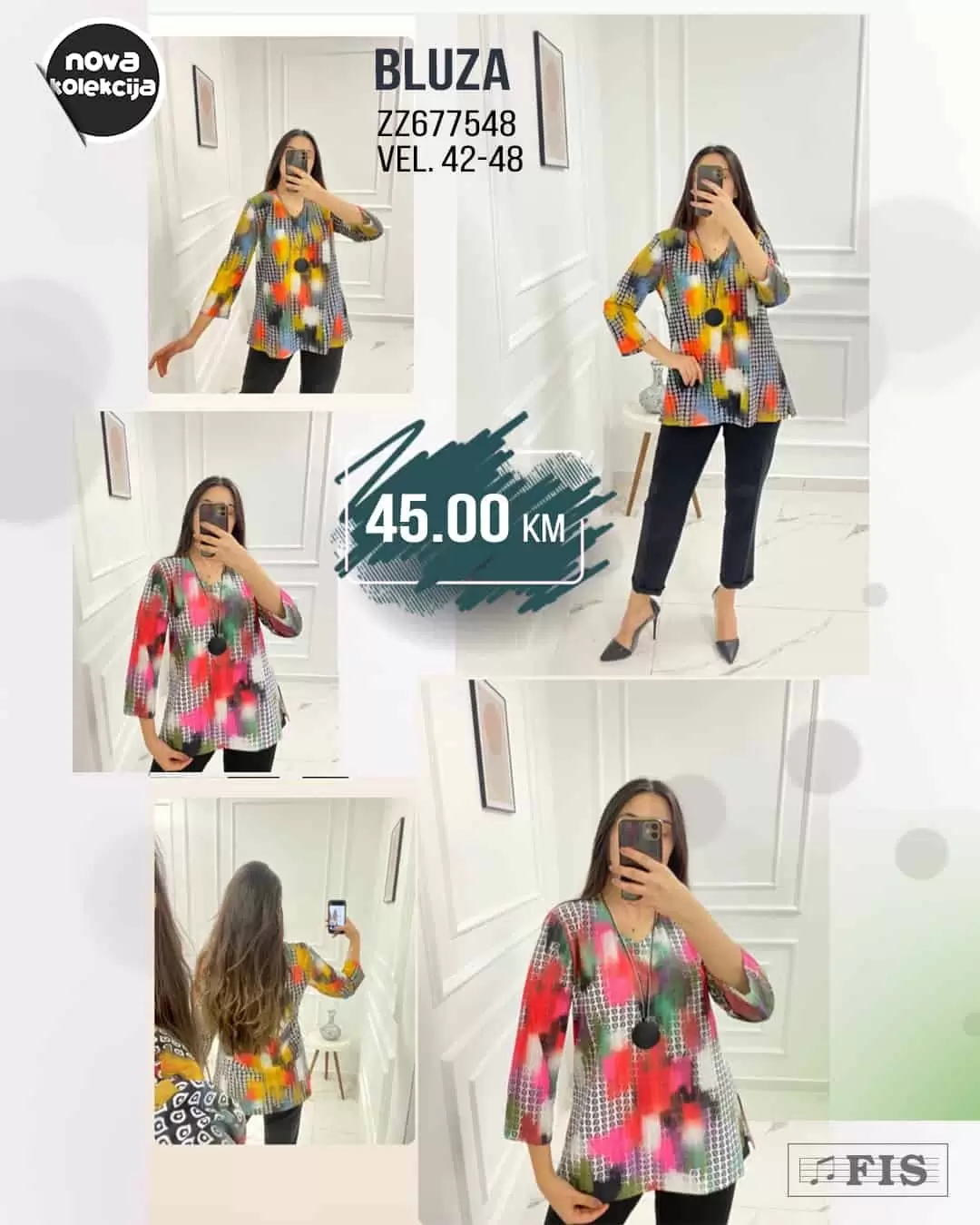 Fis nova kolekcija odjeće donosi nam super ponudu ženskih hlača, ženskih bluza i ženskih haljna. Lagane proljetne cvijetne haljinice uklopit će se u sve outfit-e!