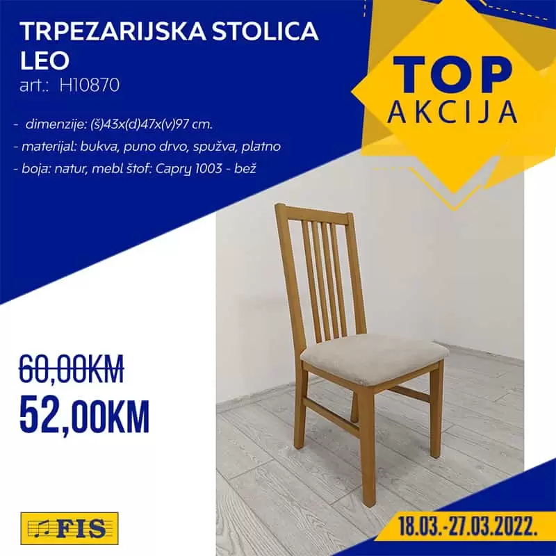 Fis katalog namješaja! Trpezarijska stolica 52 KM!