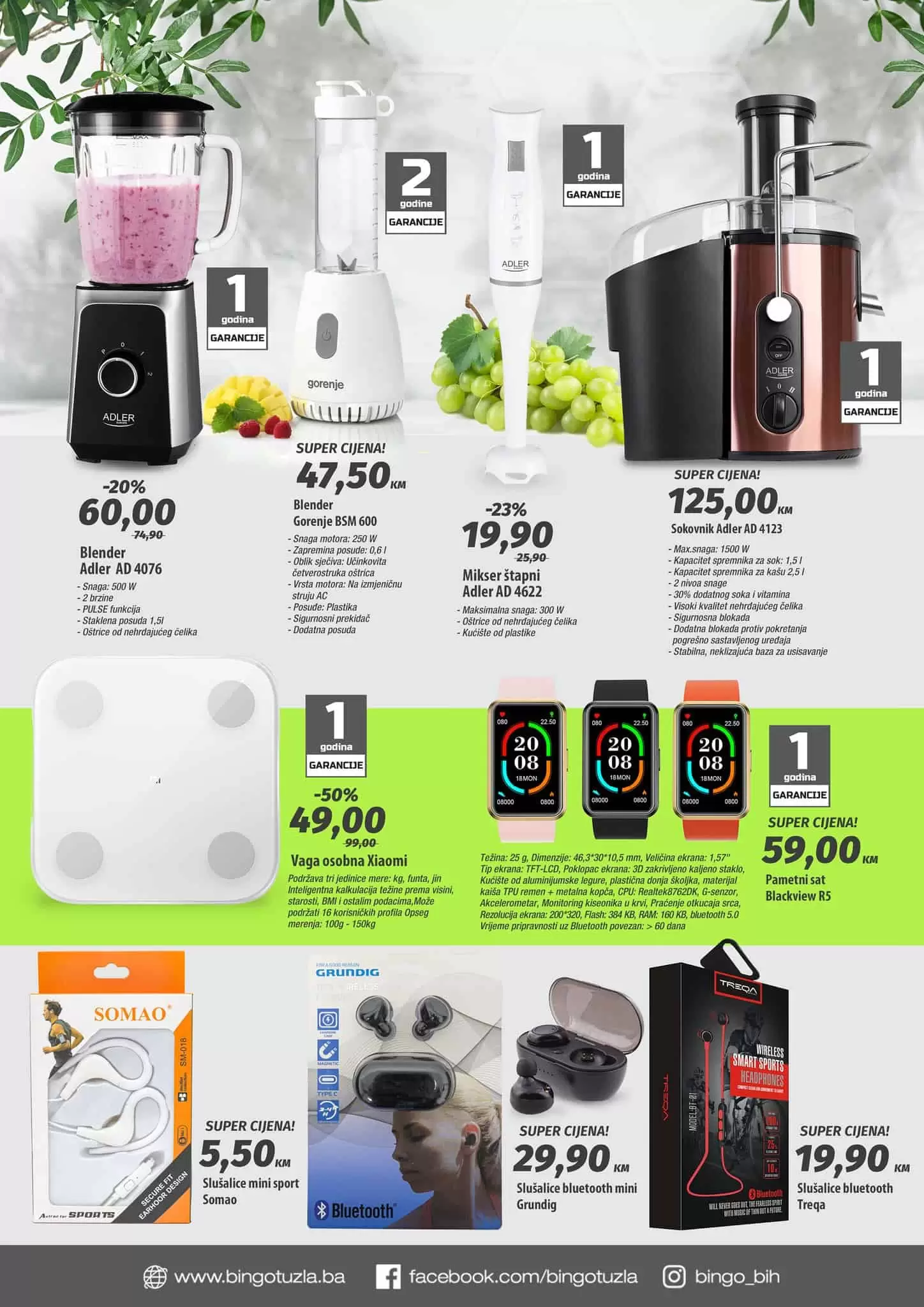 Početak proljeća je idealan period da razmislite o sebi i svom zdravlju! Sve za zdravu i pravilnu ishranu, ali i za vježbanje i sportske aktivnosti u vašem domu ili prirodi pronađite u akcijskoj ponudi koja traje u periodu od 24. marta do 7. aprila. Bingo katalog ' DANI ZDRAVLJA' 24.03-07.04.2022. godine