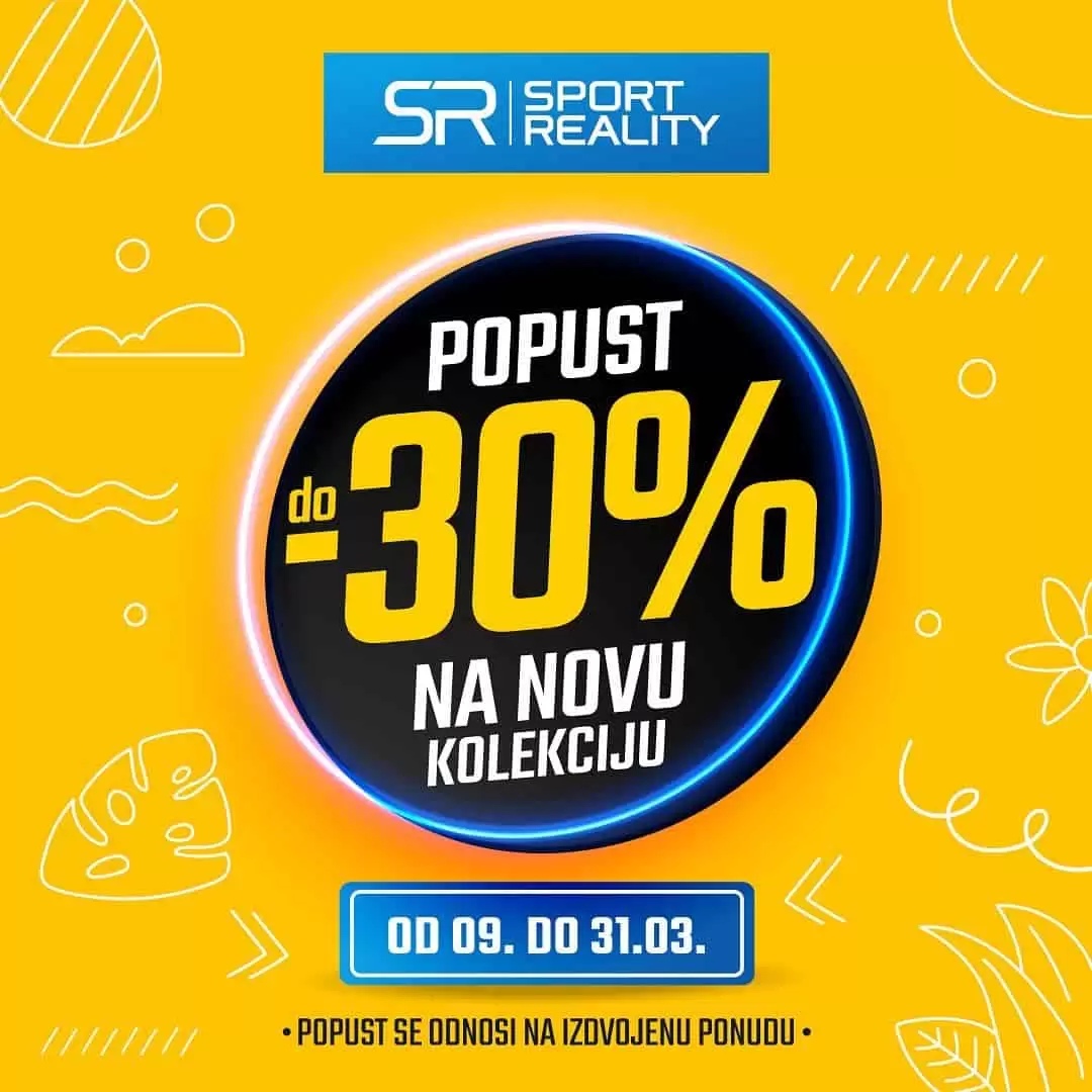 Vrijeme je za dobar shopping! Ostvarite do 30% popusta na izdvojenu ponudu iz nove kolekcije samo u Sport Reality prodavnicama! Sport Reality do 30% popusta na novu kolekciju!