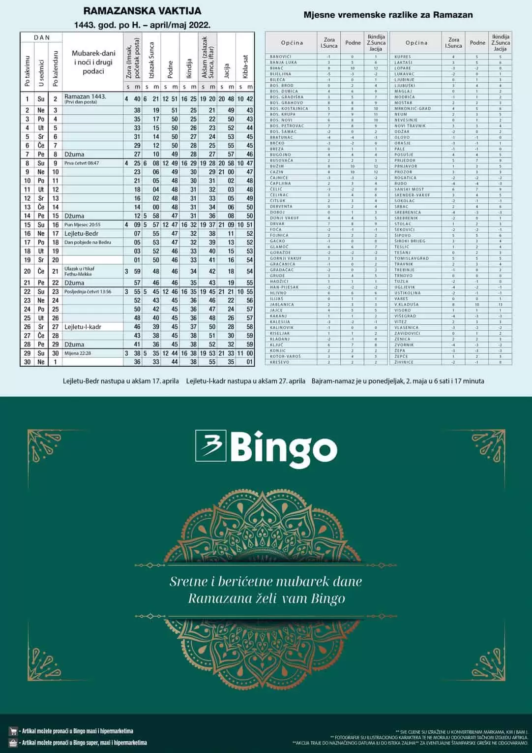 Bingo ramazanska akcija nam donosi super cijene kafe, sokova, mlijecnih proizvoda, mesnih preradjevina, tjestenine, rize! Iskoristite Bingo katalog specijalno izdanje i uštedite novac!