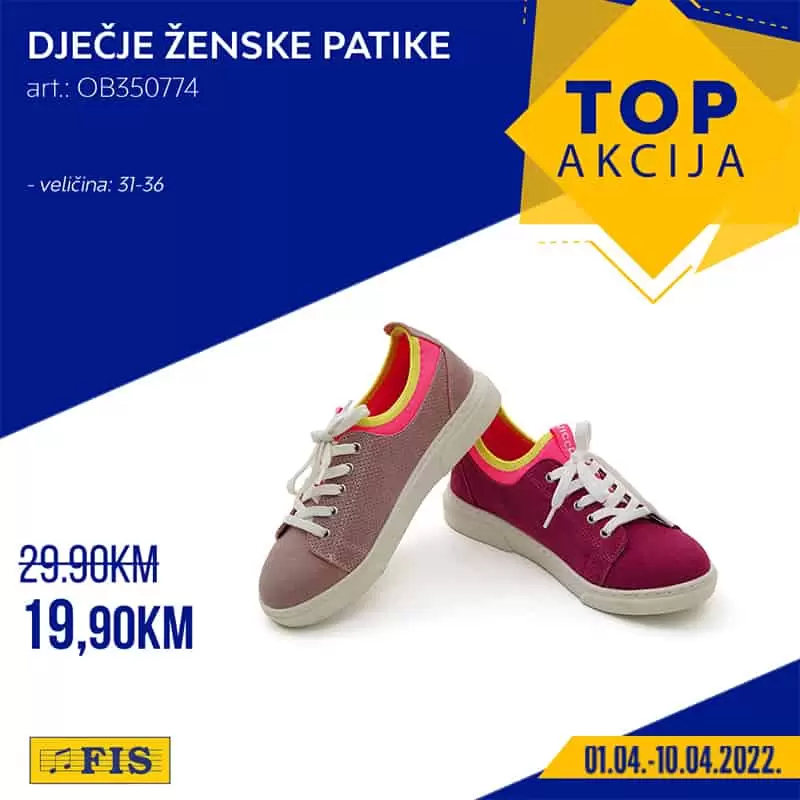 Jeste li culi za Fis TOP akciju? Fis TOP akcija aktuelna je svakog drugog petka i donosi nam sniženje raznovrsnih proizvoda. U Fis TOP akciji pronaci cete sniženje kaegorija: Fis namjestaj, Fis tehnika, Fis odjeca, Fis obuca. Pogledajtte Fis katalog TOP akcija i uživajte u odličnim cijenama! Fis TOP akcija 01.04-10.04.2022. godine