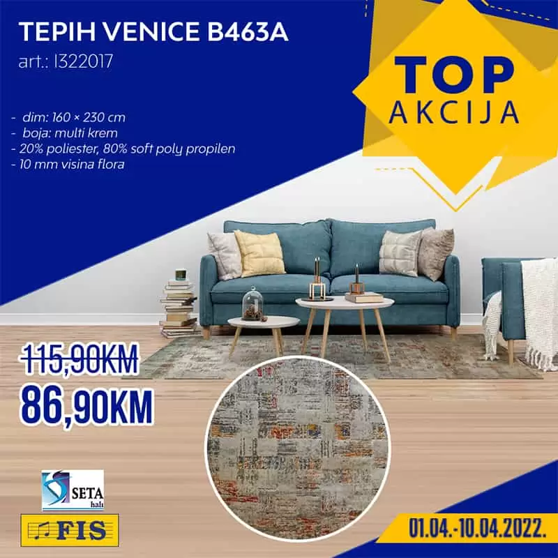 Jeste li culi za Fis TOP akciju? Fis TOP akcija aktuelna je svakog drugog petka i donosi nam sniženje raznovrsnih proizvoda. U Fis TOP akciji pronaci cete sniženje kaegorija: Fis namjestaj, Fis tehnika, Fis odjeca, Fis obuca. Pogledajtte Fis katalog TOP akcija i uživajte u odličnim cijenama! Fis TOP akcija 01.04-10.04.2022. godine