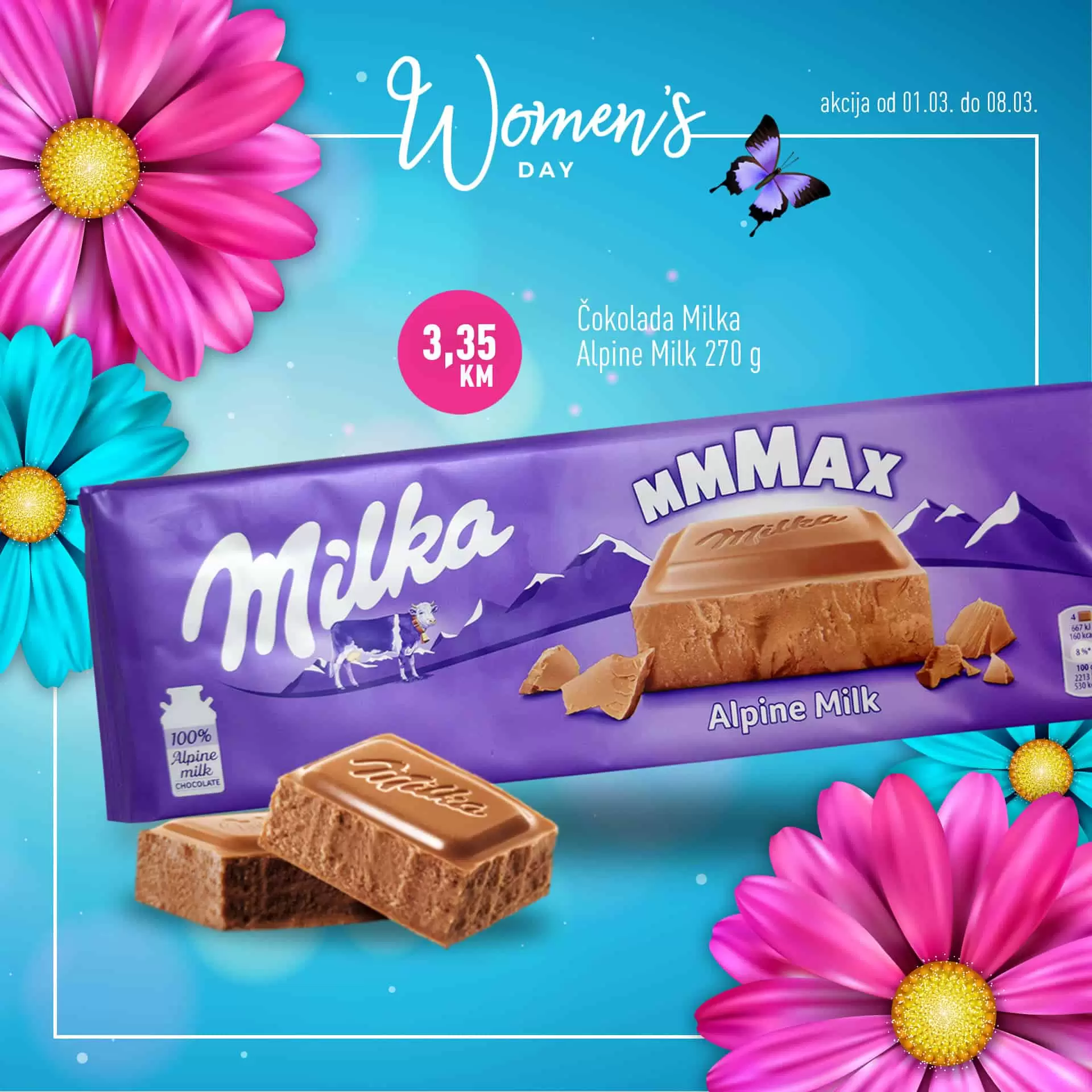 MEGA DISKONT ma super ponudu za Dan žena 8.mart. Odaberite poklon set za njegu  ljepotu brendova Nivea i Dove po super povoljnim cjenama. Veliki izbor bombonjera vas takodjere ceka u Mega Diskontu. 