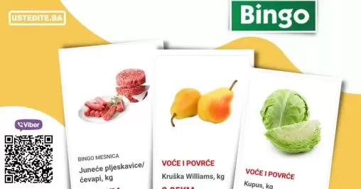 Uvijek svježe voće, povrće i meso! Ovaj ponedjeljak izdvojili smo TOP tri artkala po super cijenama! Bingo svježa ponuda 28-30.02.2022. godine!