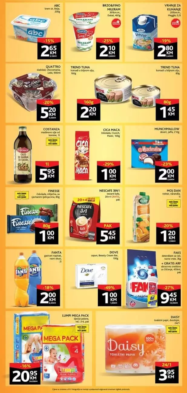 Konzum vikend akcija donosi nam akcijske cijene na odjelima prehrane i hemije. U ovom Konuzum katalogu pronadjite i pelene za bebe po super snizenim cijenama!