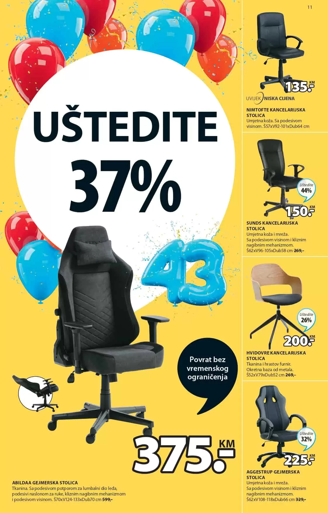 Samo u Jysk prodavnicama gejmerske stolice su snžene do čak 33%!