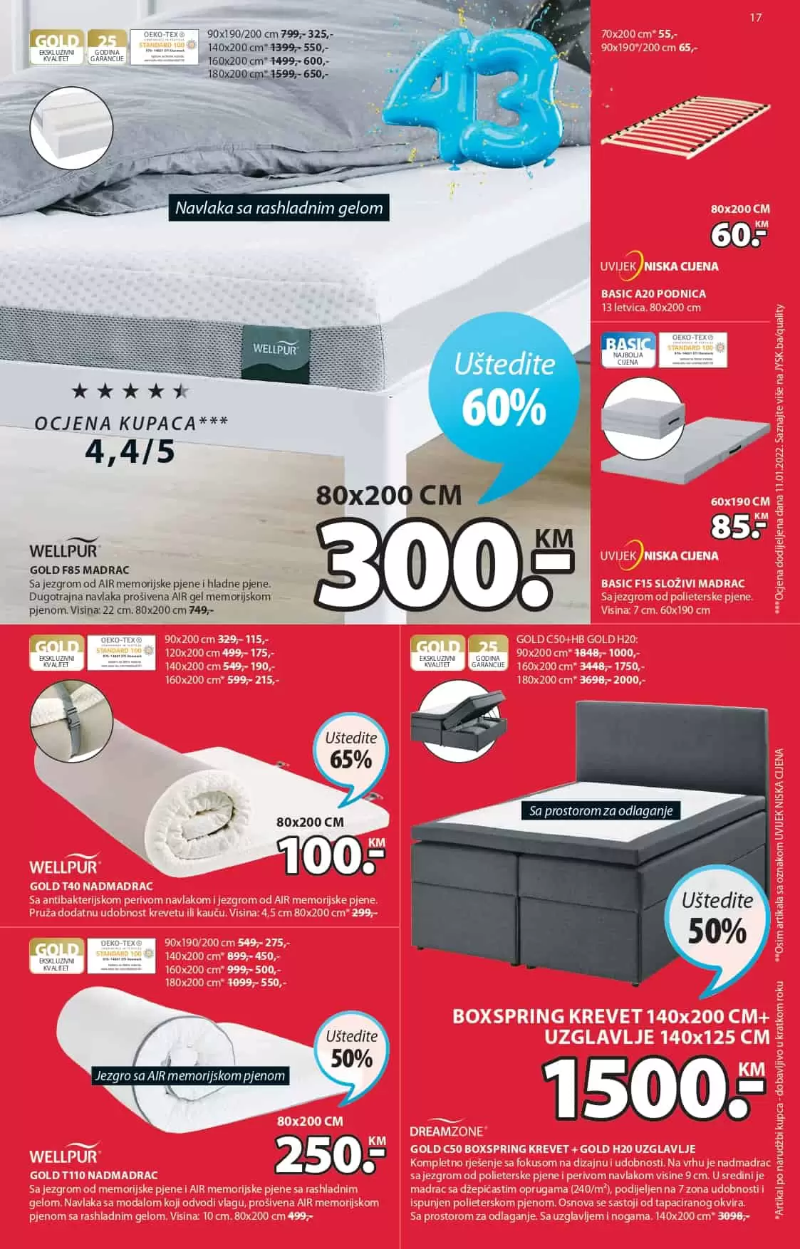 Jysk slavi 43 rodjendan i tom prilikom nas daruje sa nevjerovatnih 65% popusta! Iskoristite ovu neodoljivu ponudu i kupujte po sniženim cijenama! U nastavku pogledajte JYSK katalog 24.03-06.04.2022. godine!