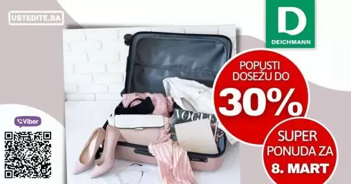 Deichmann nam donosi fantastčne popuste za Dan žena 8.mart. Iskoristite 30% popusta na Deicmann odabrani asortimn.