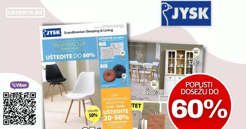 U novom Jysk akcijskom katalogu pronadjiite izvrsne ponude za vaš dom! Popusti dosežu i do 60%! Jysk Katalog 17-30.03.2022. godine!