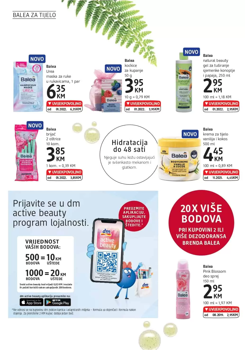 Sakupljajte bodove i UŠTEDITE! 20x više bodova pri kupovinu 2 ili više dezodoransa brenda Balea!