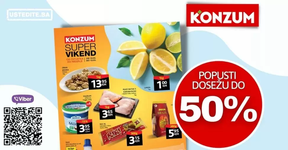 Nova Konzum vikend akcija nam donosi sniženje do čak 50% na odabrani asortiman. ! Iskoristite ovu neodoljivu ponudu i uštedite novac!