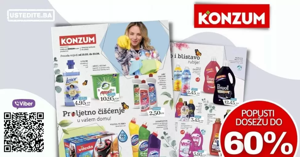 Konzum katalog Proljeće 10.03-.03.04.2022. godine. Pronadjite snižene proizvode za čišćenje doma.