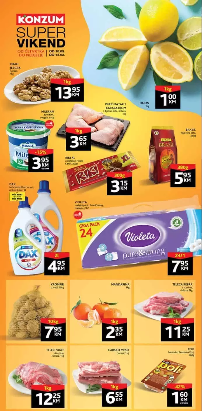Nova Konzum vikend akcija nam donosi sniženje do čak 50% na odabrani asortiman. ! Iskoristite ovu neodoljivu ponudu i uštedite novac!