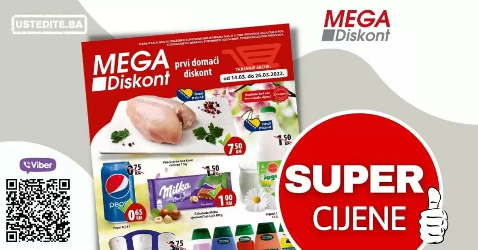 Mega Diskont katalog ima super cijene prehrambenih proizvoda i kućne hemije. Uštedite svoj novac.