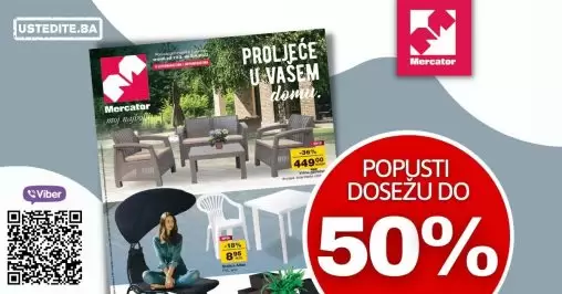 Proljetno čišćenje je počelo. Mercator katalog donosi nam veliki izbor baštenskog namjestaja po super cijenama! U novom Mercator katalogu pronaći ćete u veliki izbor vanjskih igračaka za djecu. Bicikla, role, romobili samo su neki od proizovda koje možete pronaći po super cijenama! Kućni tekstil, mali kućanski aparati ali i bijela tehnika čine ovaj katalog neodoljiivim! Uštede novca su zagarantovane!