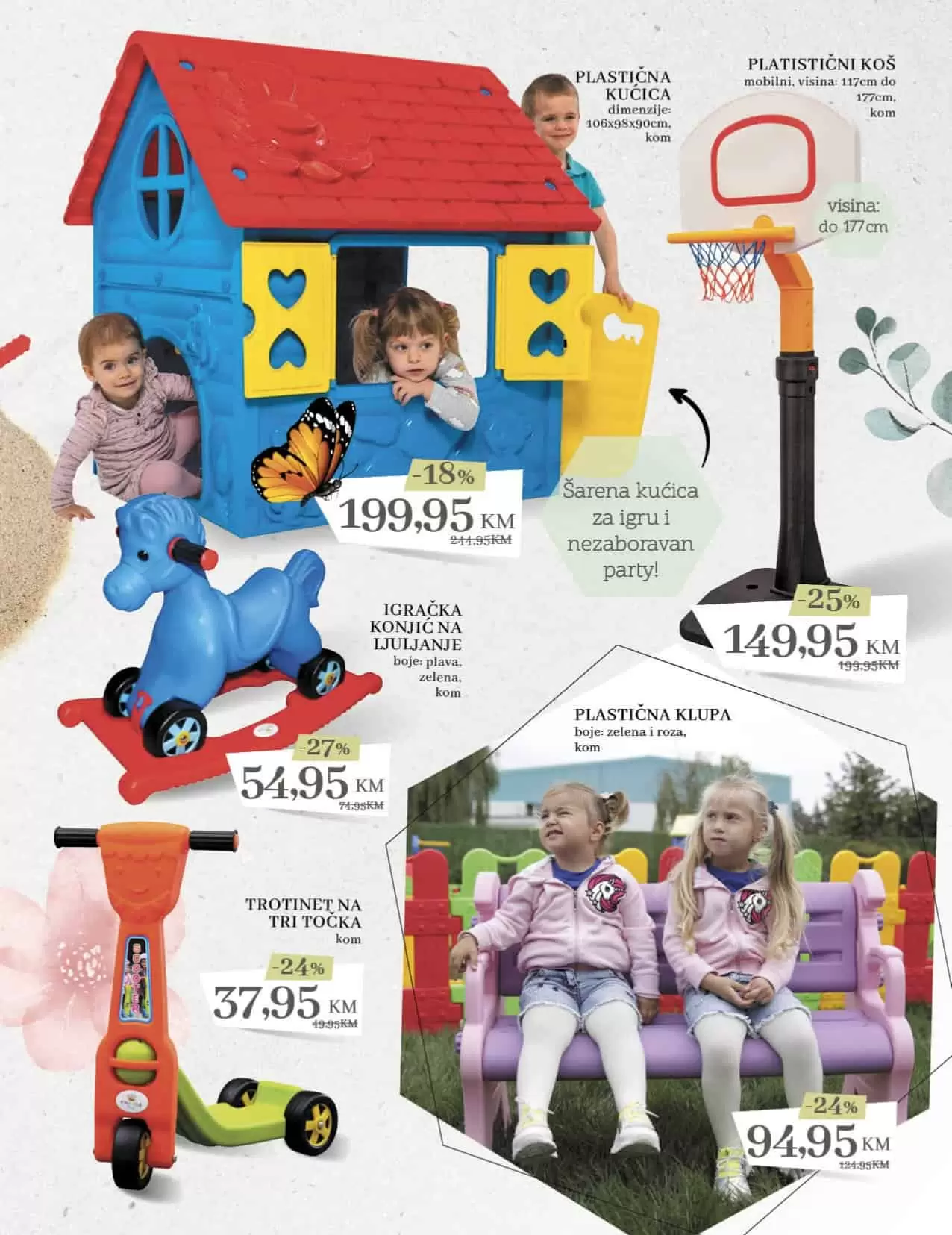 Konzum katalog Proljeće 10.03-.03.04.2022. godine. Obradujte svoje mališane igračkama: Super gol, tobogan, ljuljačka, plastični koš, plastična velika kućica.