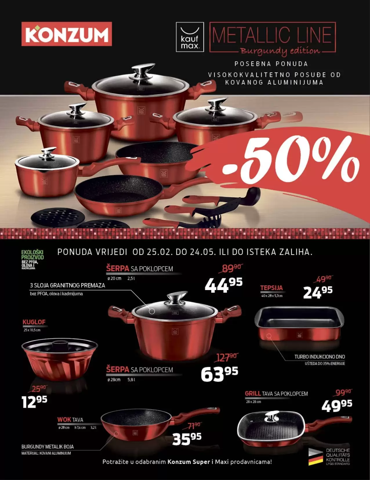 Konzum katalog Proljeće 10.03-.03.04.2022. godine.  Metellic line posudje sniženo 50%!