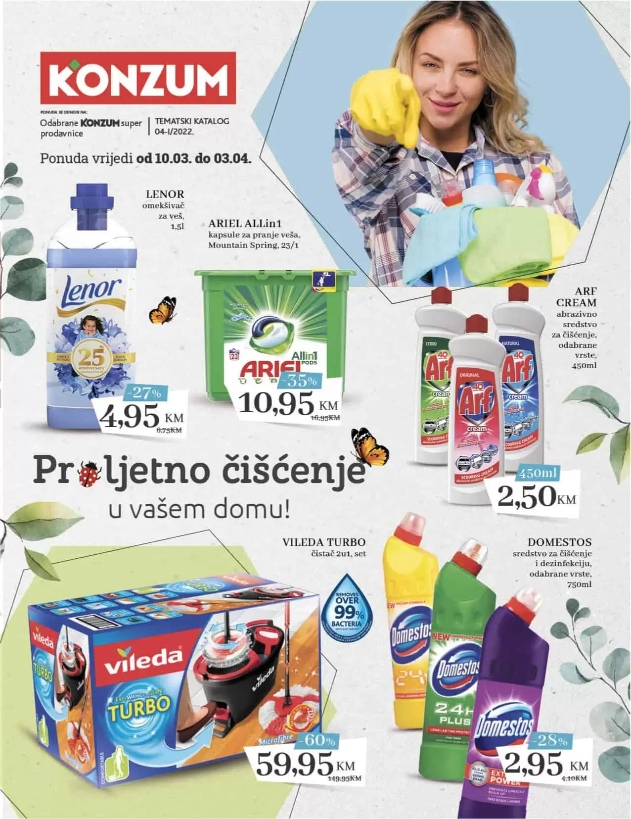 Konzum katalog Proljeće 10.03-.03.04.2022. godine. Pronadjite snižene proizvode za čišćenje doma.
