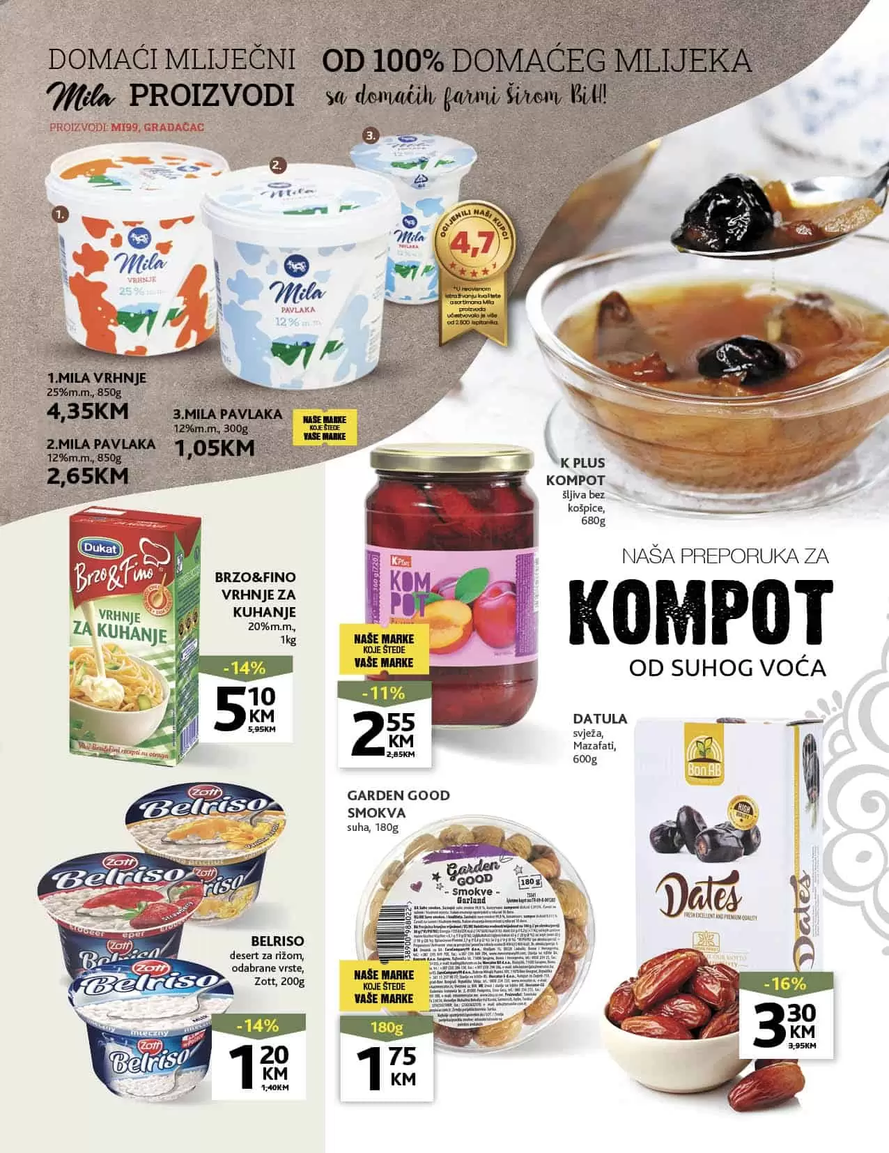 Konzum Ramazanska akcija donosi na super snizenje. Pronadjite akcijske cijene kafe, outera, mlijecnih prozvoda, maslinovog ulja! Veliki izbor priloga za jelo tjestenine, rize po sniženim cijenama. U Konzum katalog-u pronaci cete i cekin batake po cijeni od 6,45 KM.
