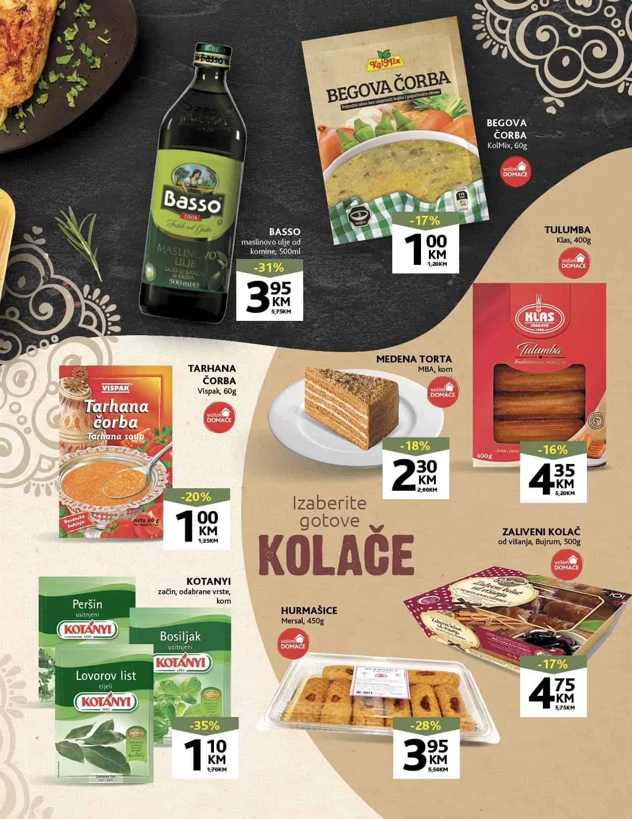 Konzum Ramazanska akcija donosi na super snizenje. Pronadjite akcijske cijene kafe, outera, mlijecnih prozvoda, maslinovog ulja! Veliki izbor priloga za jelo tjestenine, rize po sniženim cijenama. U Konzum katalog-u pronaci cete i cekin batake po cijeni od 6,45 KM.