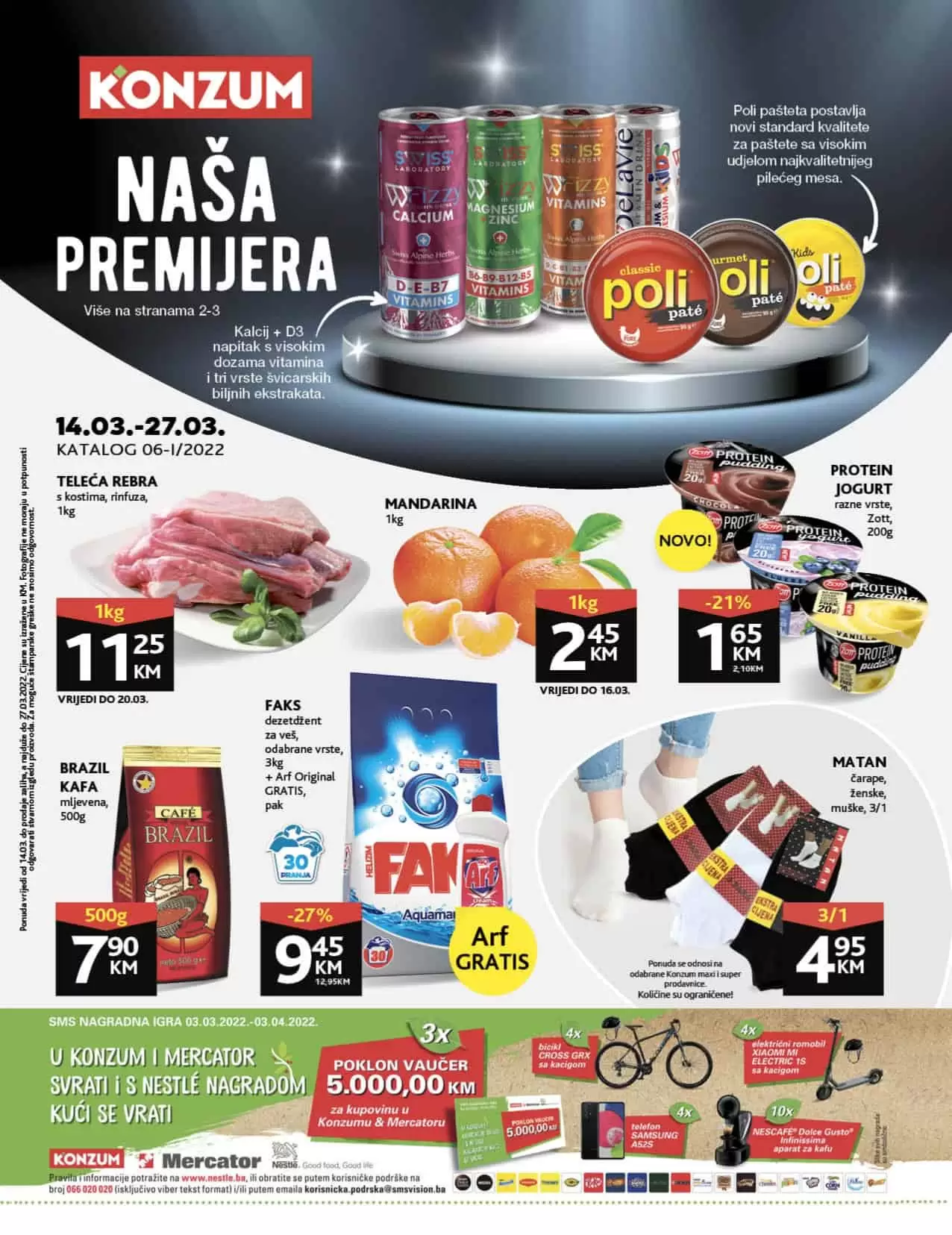 Konzum katalog donosi nam akcijske cijene! Ova super ponuda traje u periodu 14.03-21.03.2022. godine. Uštedite novac, kupujte po akcijskim sniženim cijenama!
