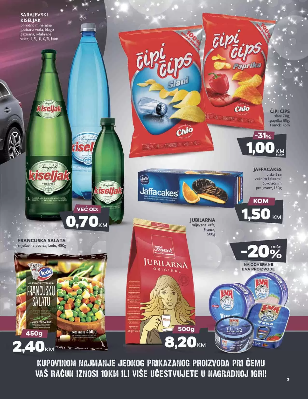 Velika nagradna igra Konzuma i Mercatora. U Mercaoru i Konzumu kupuj sa novim Kadjarom kući otputuj. Novi Konzum katalog donosi vam akcijske cjene prehrane, kucne hemije i opreme, prozivoda za njegu lica i tijela. Velik izbor kozmetike za bebe i pelena za bebe po snženim cijenama ceka na vas. 