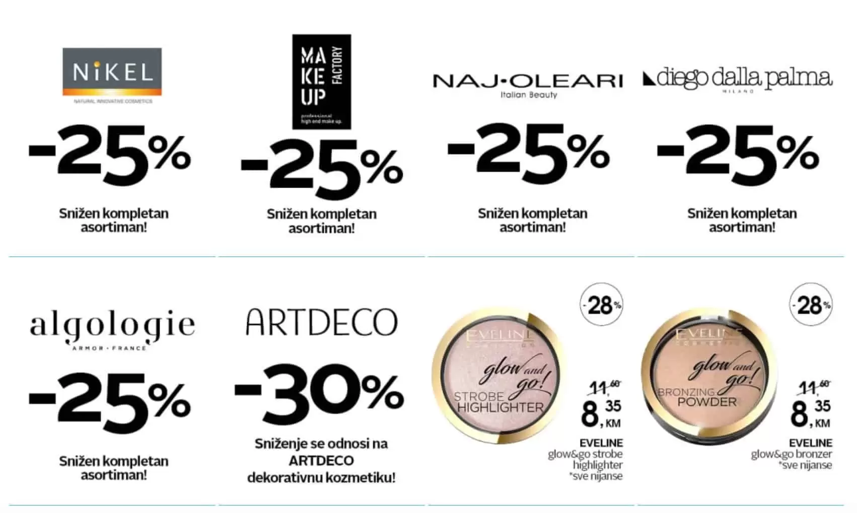Samo u petak 11.03. u cm cosmetic marketu očekuje vas popust do 50%. Na popustu možete pronaći make up proizvode, parfeme, proizvode za njegu lica i tijela. Očekuje vas i velik izbor čarapa po sniženim cjenama. cm shopping day! 