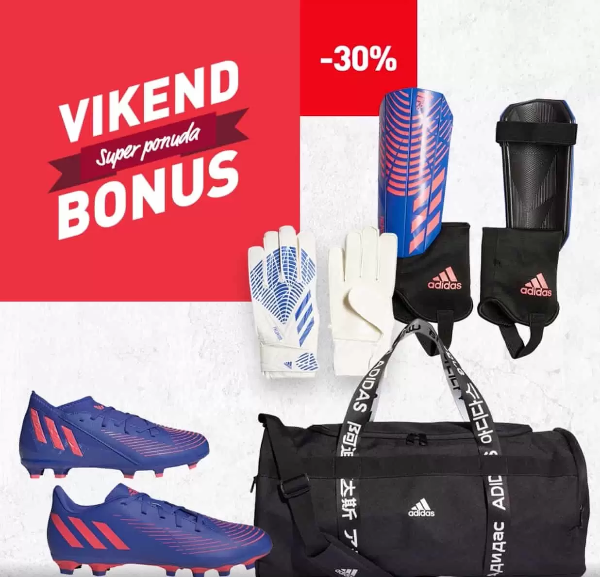 Ostvarite 30 i 20% popusta na odabrane artikle iz novih INTERSPORT kolekcija! U ponudi su odabrane adidas trenerke, dječiji bicikli-guralice, Nike patike i oprema za fudbal. Intersport Vikend Bonus 18-21.03.2022. godine!