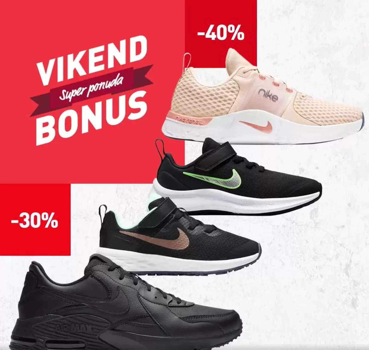 Vikend Bonus u Intersport radnjama donos nam popuste i do 50%! Iskoristite super snizenja na patike/tene, sportsku odjecu, biickla. 