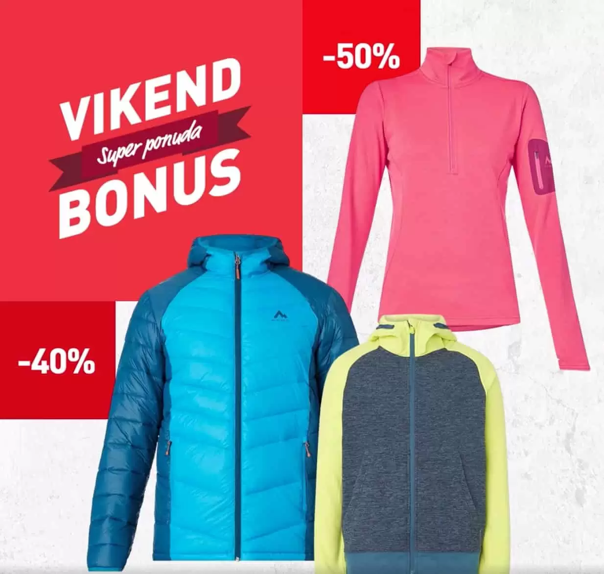 Vikend Bonus u Intersport radnjama donos nam popuste i do 50%! Iskoristite super snizenja na patike/tene, sportsku odjecu, biickla. 