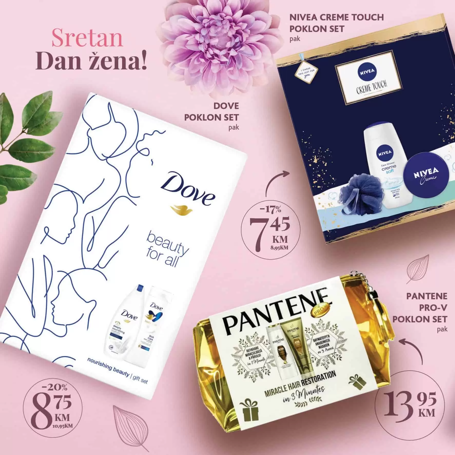 Poklon paketi Nivea, Dove ili Pantene obradovat ce svaku zenu. 