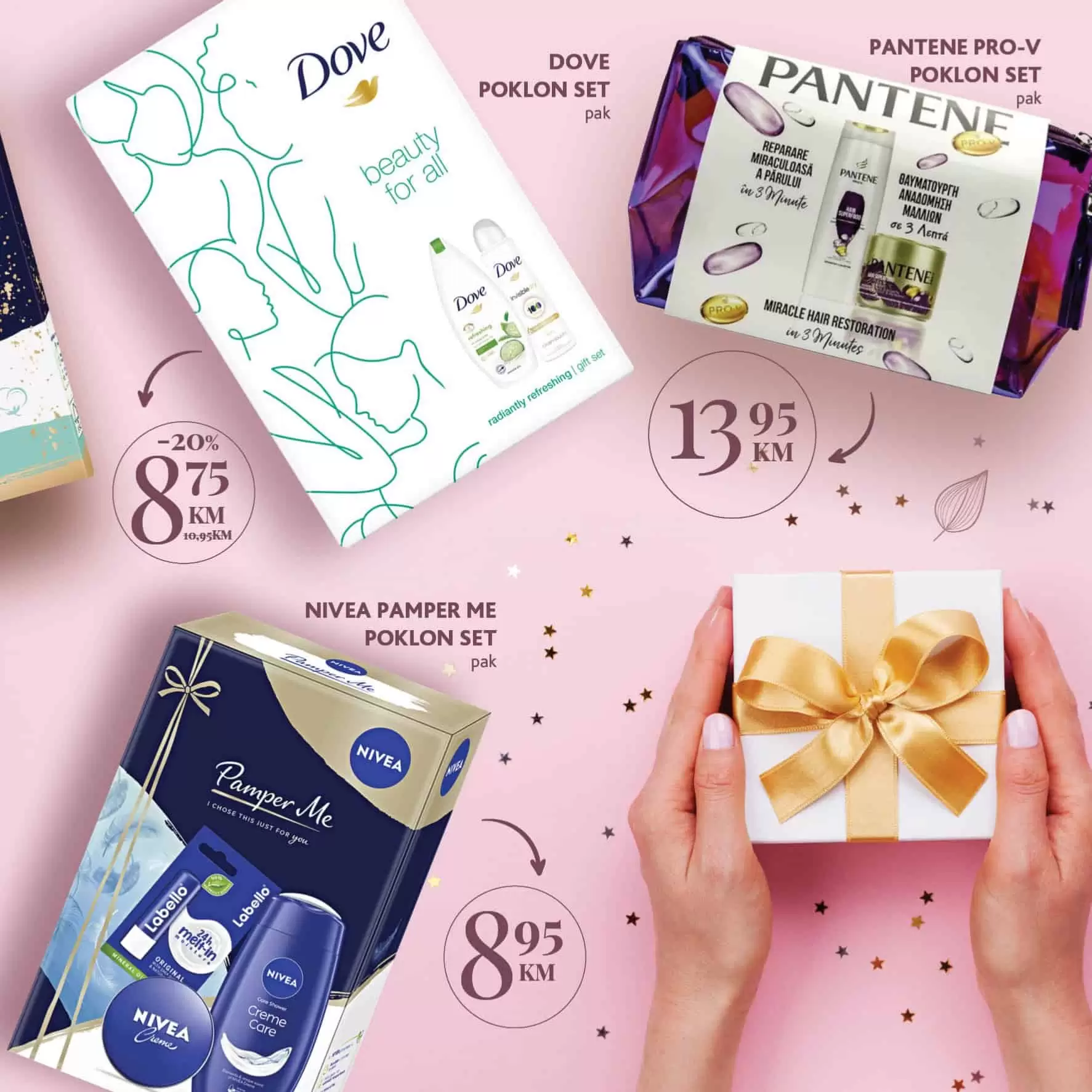 Poklon paketi Nivea, Dove ili Pantene obradovat ce svaku zenu. 