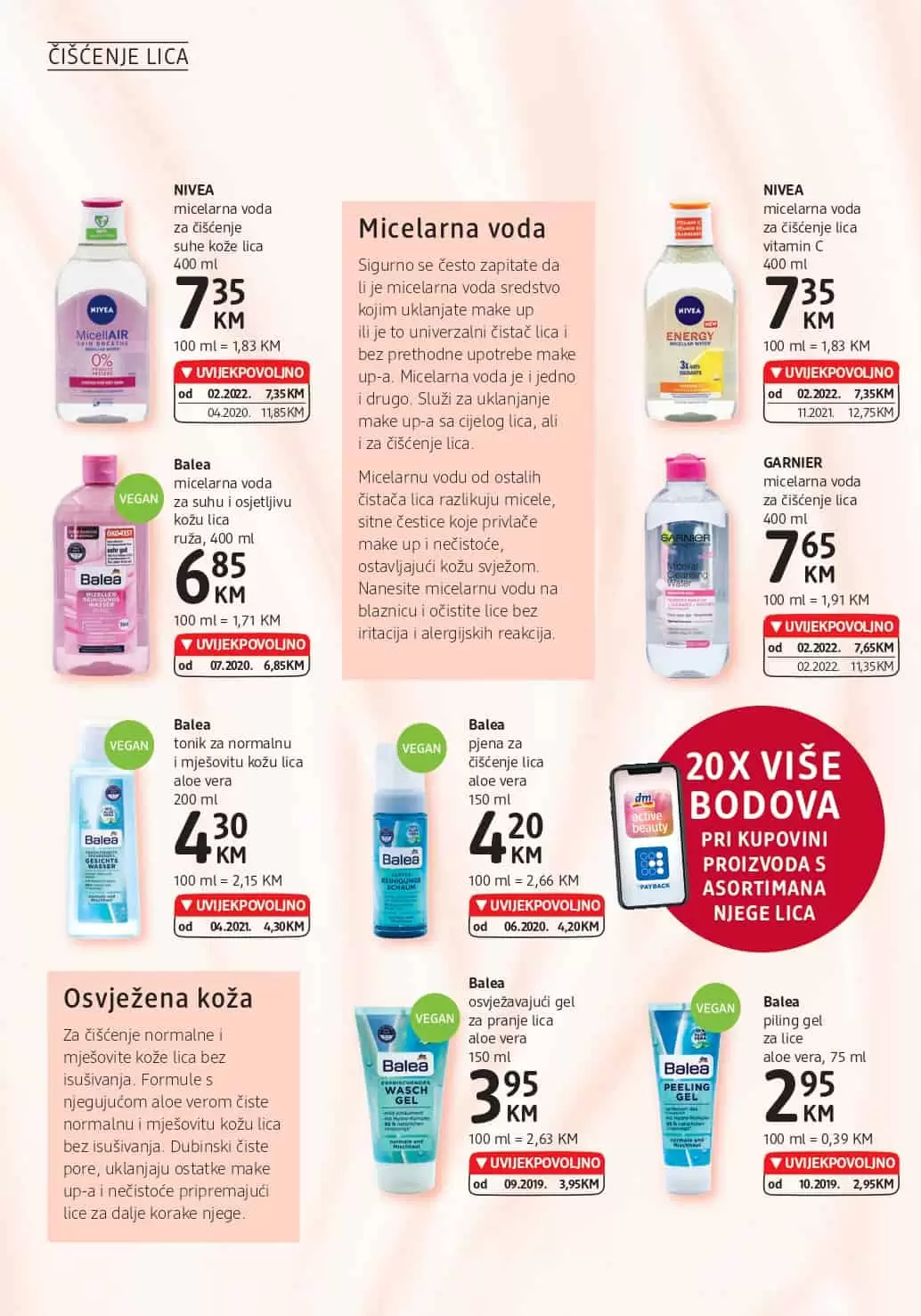 Novi dm katalog donosi nam super cijene dekorativne kozmetike, preparativne kozmetike, proizvoda za čišćenje kuće. Veliki izbor sniženih artikala sa odjela zdrave prehrane ceka na vas. Asortiman za bebe je takodjer snižen. Kupovinom pelena za bebe možete znatno uštedjeti.