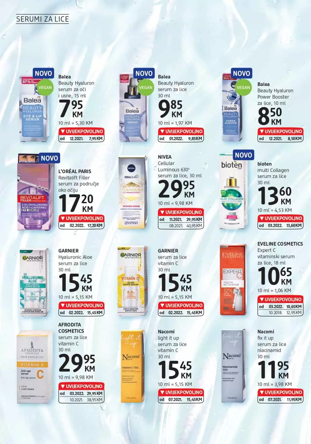 Novi dm katalog donosi nam super cijene dekorativne kozmetike, preparativne kozmetike, proizvoda za čišćenje kuće. Veliki izbor sniženih artikala sa odjela zdrave prehrane ceka na vas. Asortiman za bebe je takodjer snižen. Kupovinom pelena za bebe možete znatno uštedjeti.