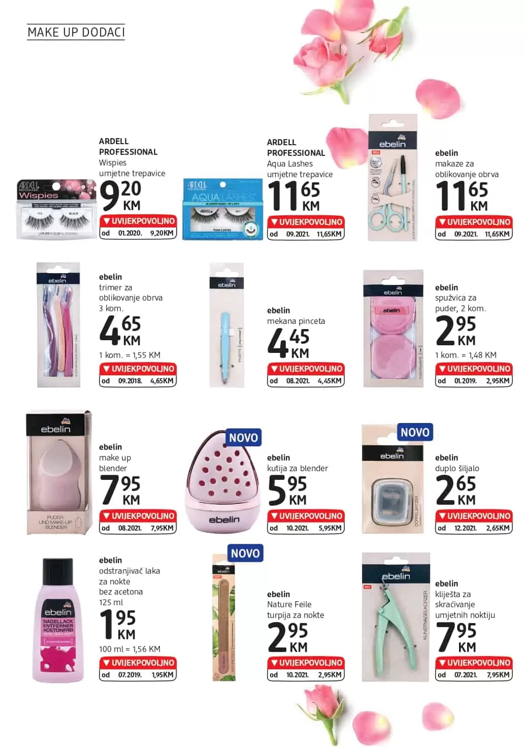 Novi dm katalog donosi nam super cijene dekorativne kozmetike, preparativne kozmetike, proizvoda za čišćenje kuće. Veliki izbor sniženih artikala sa odjela zdrave prehrane ceka na vas. Asortiman za bebe je takodjer snižen. Kupovinom pelena za bebe možete znatno uštedjeti.