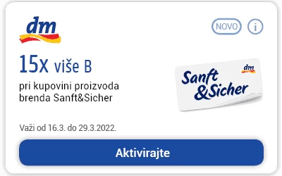 dm kuponi! Aktiviraj dm kupon za više bodova i veću uštedu! dm ACTIVE BEAUTY KARTICA donosi uštede!