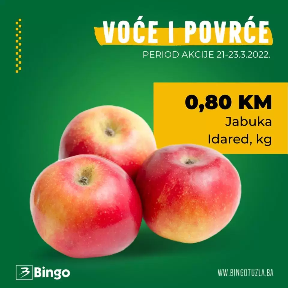 Bingo super ponuda svježeg voća i povrća! Ovaj Bingo katalog donosi sniženje jabuka i cherry paradajza!