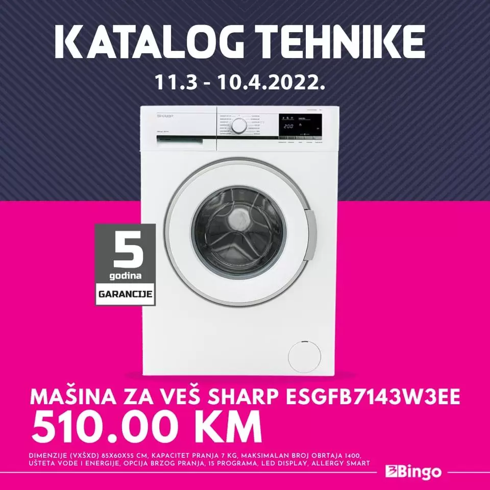 Bingo katalog tehnike donosi nam super cijene televizora, mobitela, usisivaca, ves masina, bijele ugradbene tehnike, frizidera. Bingo tehnika je pravi izbor za vas jer je idealan omjer cijene i kvalitete!