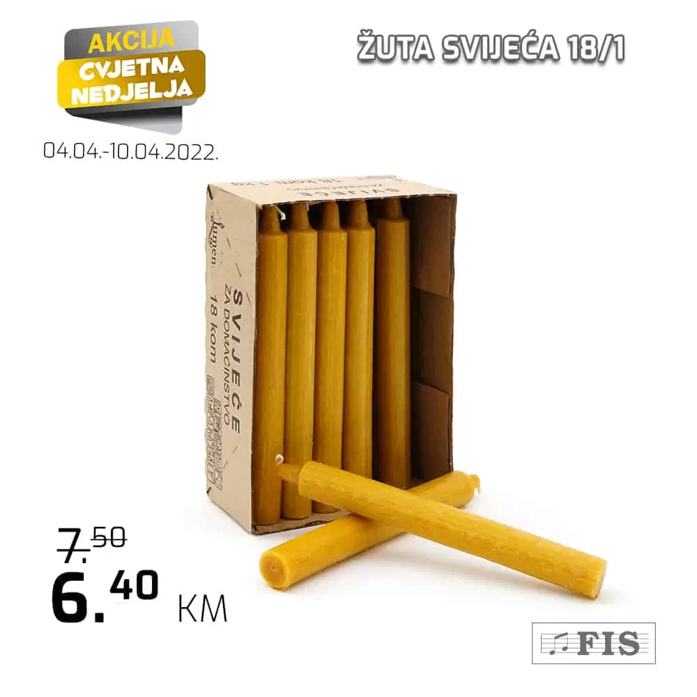 Povodom blagdana Cvjetna nedjelje u FIS prodajnim centrima potražite posebnu ponudu i popust od 15% na asortiman lampiona, umjetnih buketa i svijeća.