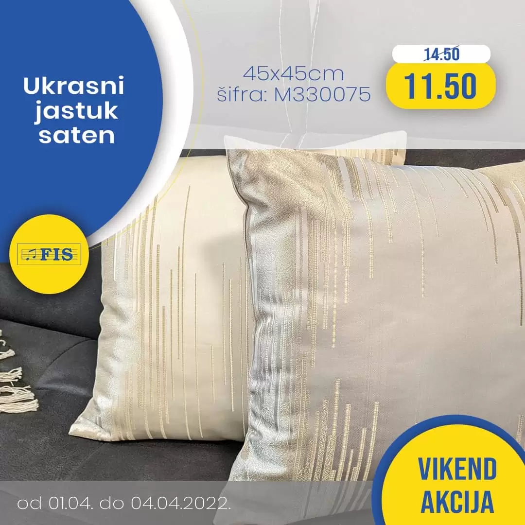 Vikend akcija kućnog tekstila! 🔹 U prodajnim centrima FIS na odjelima kućnog tekstila ovaj vikend očekuju vas super sniženja na odabrani asortiman! 🔹 Za vas smo pripremili popuste na zavjese, dekore, odabrane ukrasne jastuke, prekrivače, kao i odabrane jastuke i štep deke iz Fis Home proizvodnje. Ponuda važi za period od 1. - 4. 4. 2022.,vidimo se!