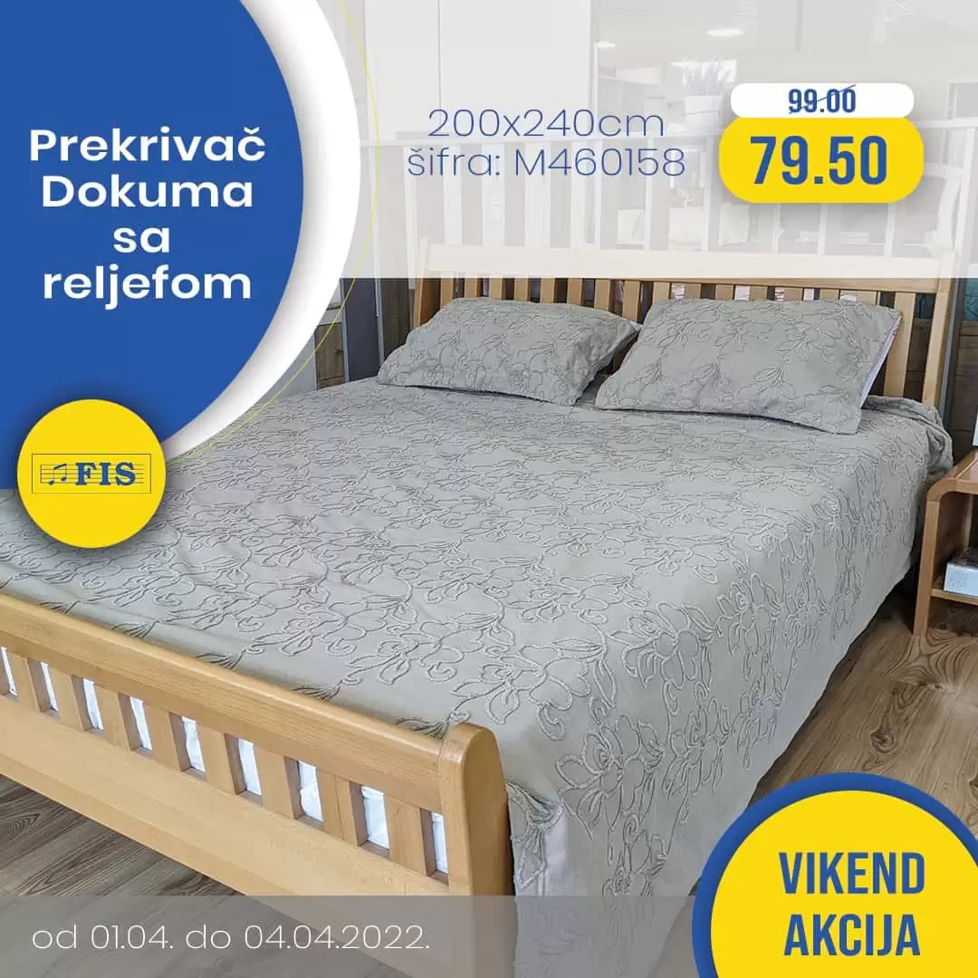 Vikend akcija kućnog tekstila! 🔹 U prodajnim centrima FIS na odjelima kućnog tekstila ovaj vikend očekuju vas super sniženja na odabrani asortiman! 🔹 Za vas smo pripremili popuste na zavjese, dekore, odabrane ukrasne jastuke, prekrivače, kao i odabrane jastuke i štep deke iz Fis Home proizvodnje. Ponuda važi za period od 1. - 4. 4. 2022.,vidimo se!