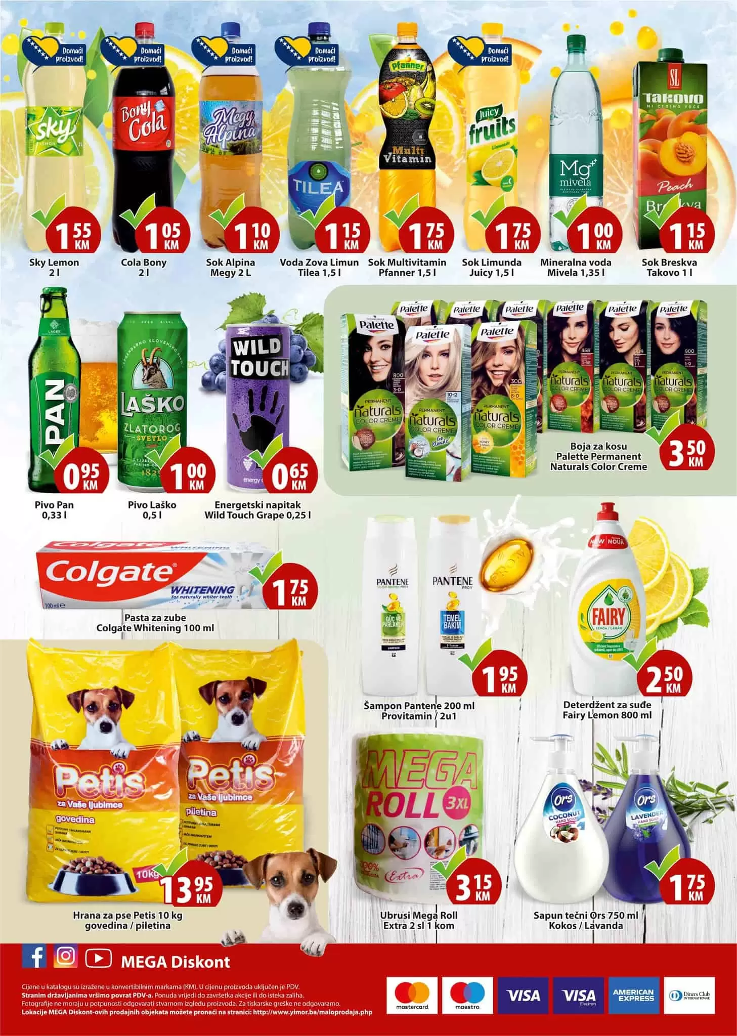 Mega Diskont kataloska akcija donosi nam akcijske cijene prehrambenih proizvoda, deterdzenata za ves, hrane za kucne ljubimce.