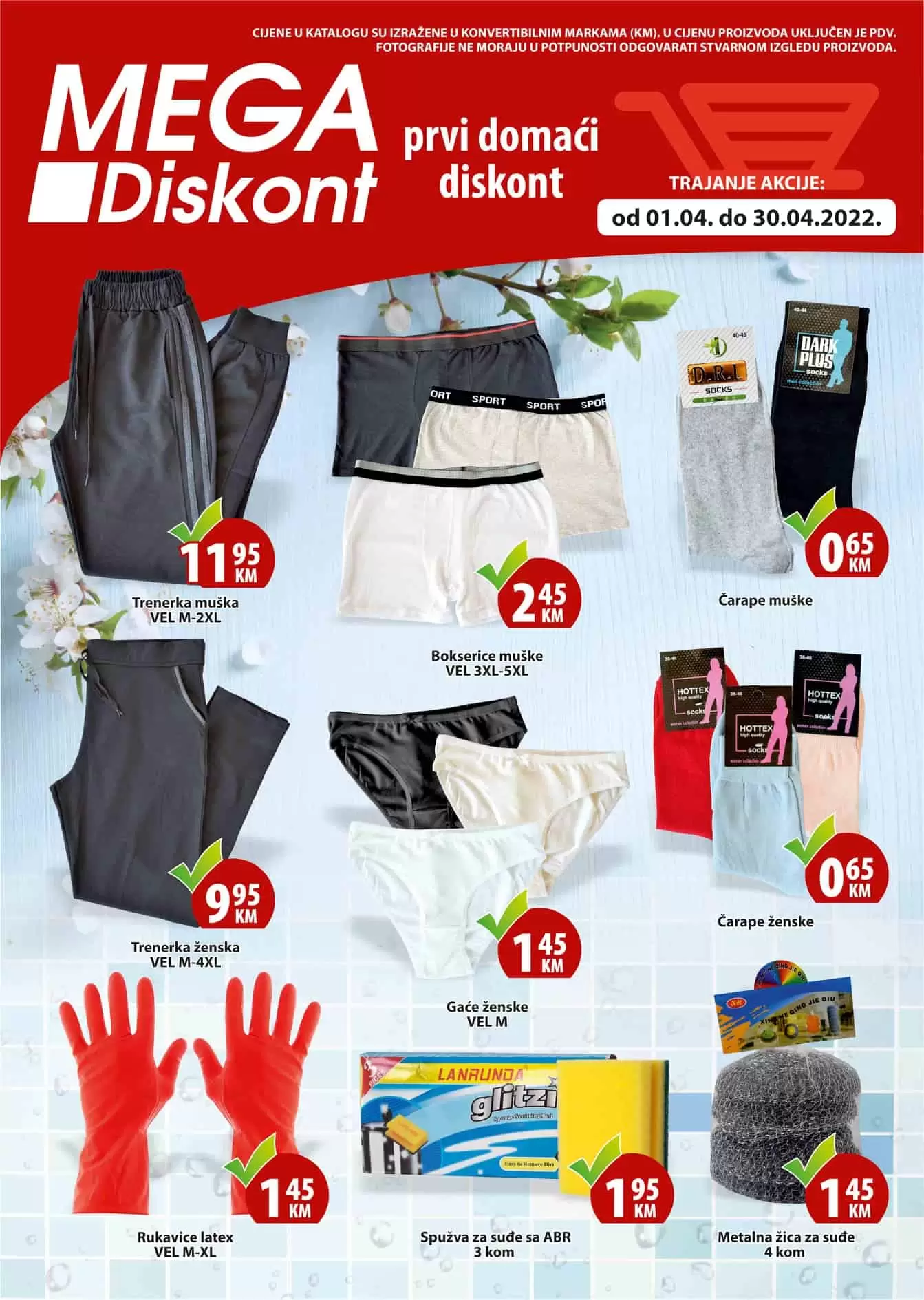 Mega Diskont katalog tekstila. Trenerke, donji ves, carape i jos mnogo toga po super cijenama!