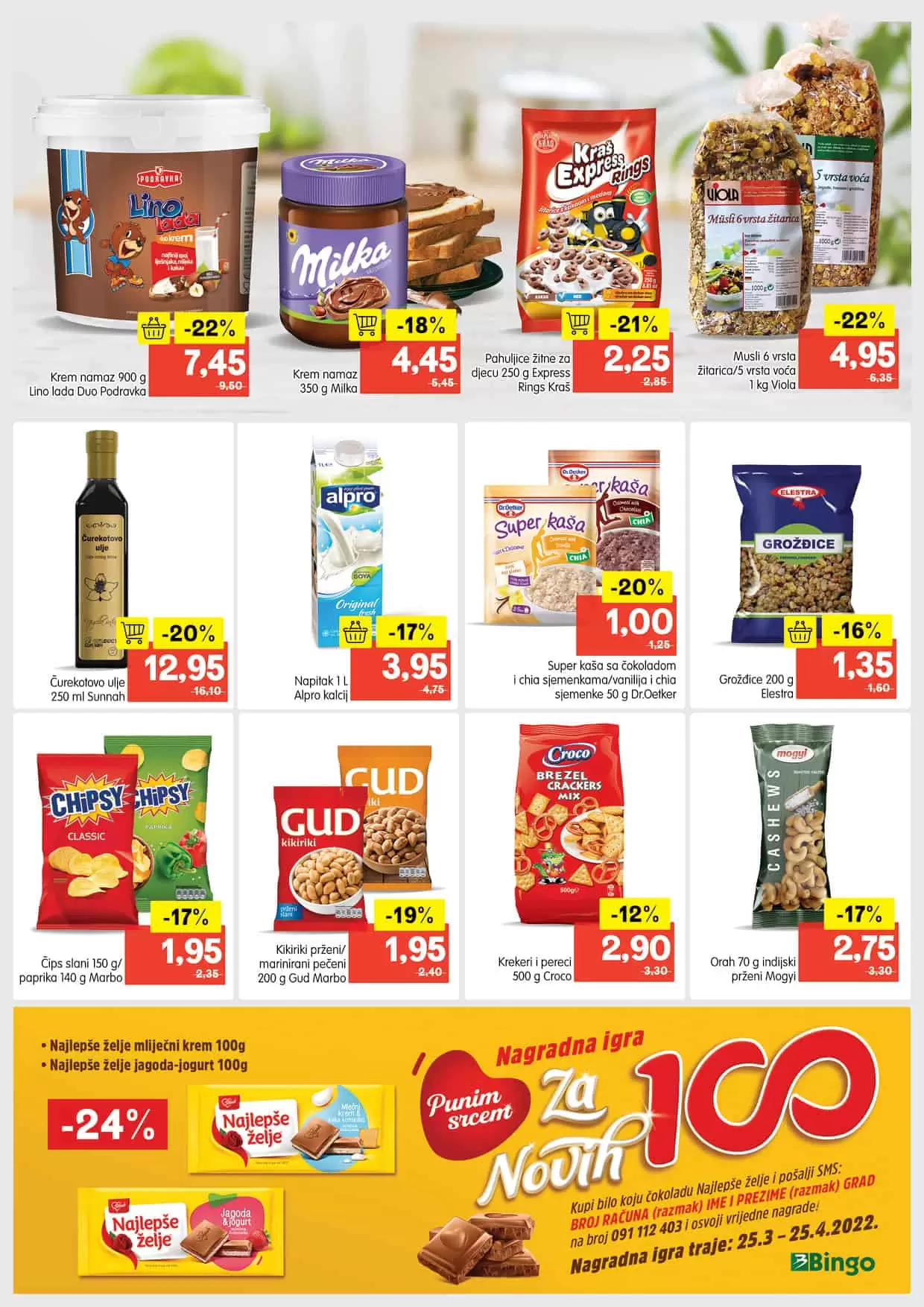 Bingo katalog donosi nam SENZACIONALNE cijene! Bingo kataloska akcija donosi nam popuste do 57%! Iskoristite akcijske cijene hrane, deterdzenata, pelena za bebu, prozvoda za njegu lica i tijela. 